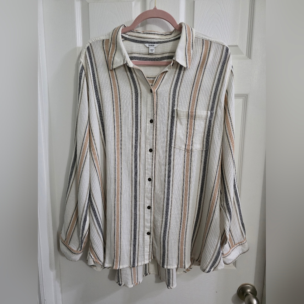 Sonoma Women's Striped Blouse - Cream and Black